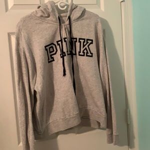 Pink Gray Half Sweatshirt